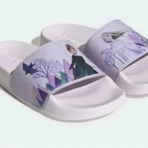 Disney Frozen Anna Elsa shoes Adidas Slides New big kids 6 slides, beach shoes - Picture 1 of 5